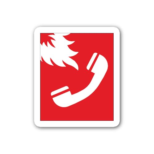 2 (Pieces) 3" and 5" Location of an Emergency fire Telephone Sticker, Waterproof Vinyl Decals for Ma