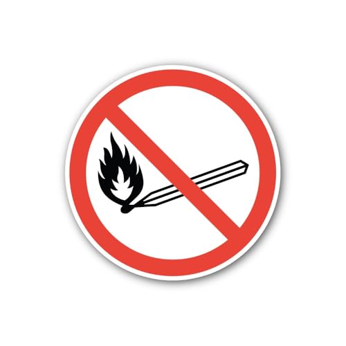 2 (Pieces) 3" and 5" No Open Flame Sign Sticker, Waterproof Vinyl Decals for Many Purpose Like Cars,
