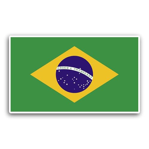 2 (Pieces) 3" and 5" Brazil Flag Sticker, Waterproof Vinyl Decals for Many Purpose Like Cars, Trucks