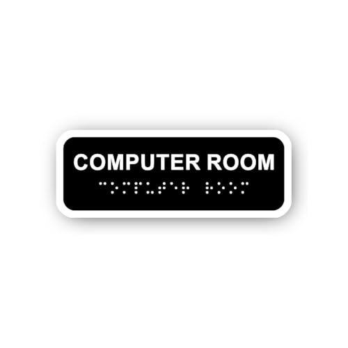 2 (Pieces) 3" and 5" Computer Room Sign with Braille Sticker, Waterproof Vinyl Decals for Many Purpo
