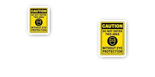 2 (Pieces) 3" and 5" Mandatory Eye Protection Zone Sticker, Waterproof Vinyl Decals for Many Purpose