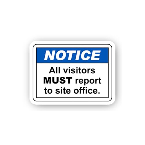 2 (Pieces) 3" and 5" Landscape Orientation English Notice Sign Sticker, Waterproof Vinyl Decals for