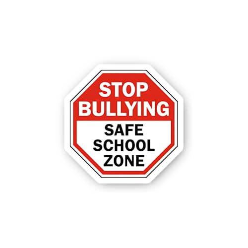 2 (Pieces) 3" and 5" Stop Bullying Safe School Zone Sticker, Waterproof Vinyl Decals for Many Purpos