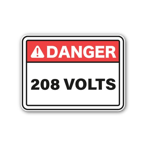 2 (Pieces) 3" and 5" Danger 208 Volts Sticker, Waterproof Vinyl Decals for Many Purpose Like Cars, T