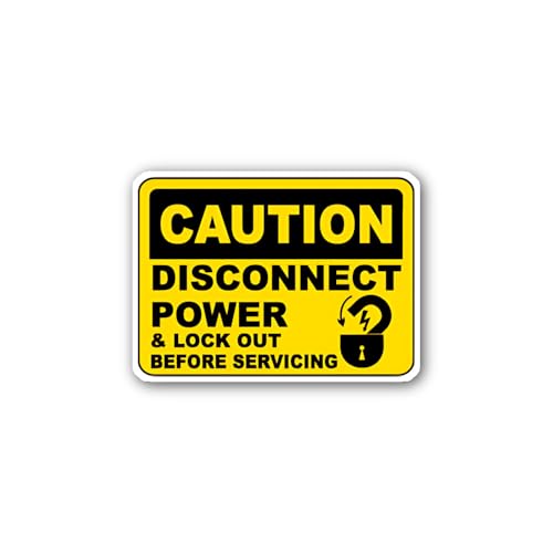 2 (Pieces) 3" and 5" Power and Lock Out Before Servicing Sign Sticker, Waterproof Vinyl Decals for M