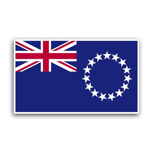 2 (Pieces) 3" and 5" Cook Islands Flag Sticker, Waterproof Vinyl Decals for Many Purpose Like Cars,