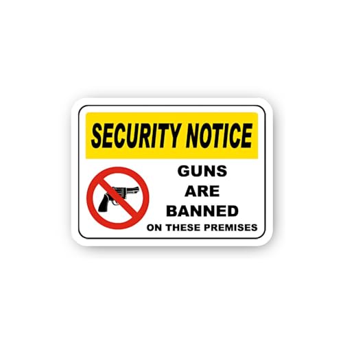 2 (Pieces) 3" and 5" Security Notice Guns Banned on Premises Sticker, Waterproof Vinyl Decals for Ma