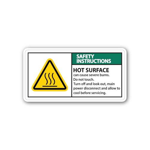 2 (Pieces) 3" and 5" Safety Instructions HOT Surface Sticker, Waterproof Vinyl Decals for Many Purpo