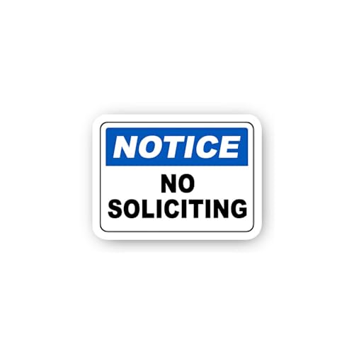 2 (Pieces) 3" and 5" Notice No Soliciting Simple Sticker, Waterproof Vinyl Decals for Many Purpose L