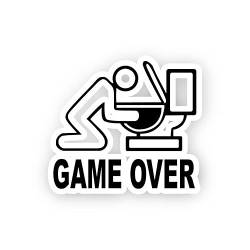 2 (Pieces) 3" and 5" Game Over Toilet Vomit Icon Sticker, Waterproof Vinyl Decals for Many Purpose L