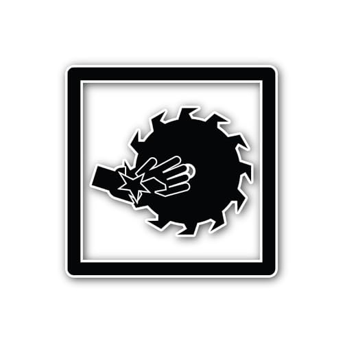 2 (Pieces) 3" and 5" Blade or Other Rotating Toothed Machinery Sticker, Waterproof Vinyl Decals for