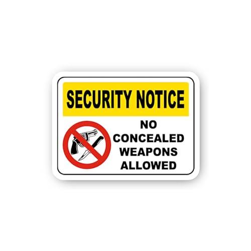 2 (Pieces) 3" and 5" Security Notice No Concealed Weapons Allowed Sticker, Waterproof Vinyl Decals f