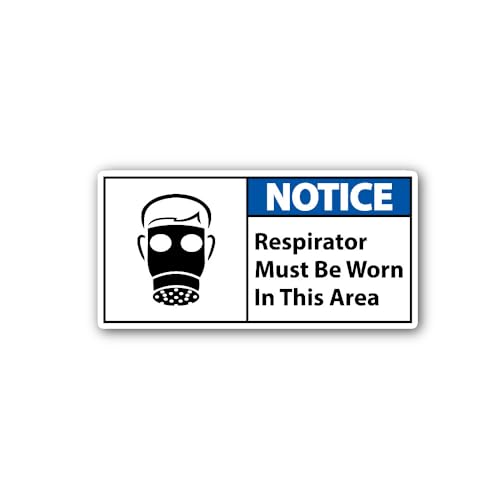 2 (Pieces) 3" and 5" Respirator Must Be Worn in This Area Sticker, Waterproof Vinyl Decals for Many