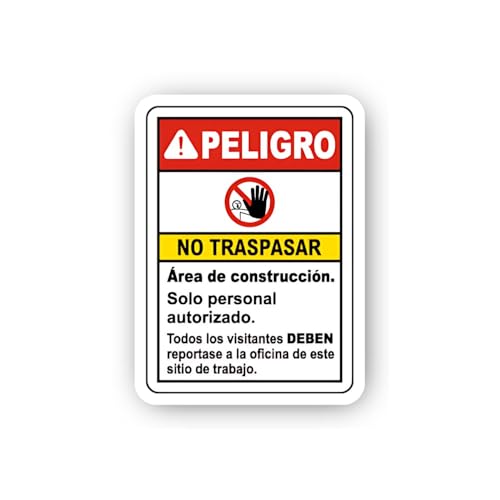 2 (Pieces) 3" and 5" Spanish Danger No Trespassing Site Office Notice Sticker, Waterproof Vinyl Deca