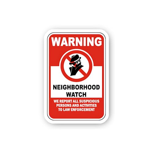 2 (Pieces) 3" and 5" Warning Neighborhood Watch Suspicious Persons Sticker, Waterproof Vinyl Decals