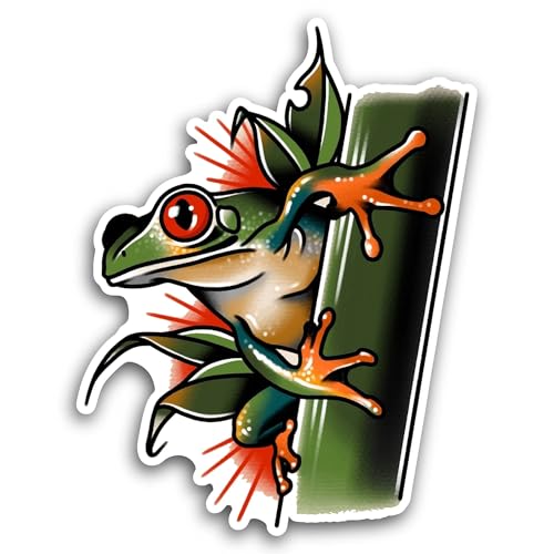 2 (Pieces) 3" and 5" Red Eyed Frog Sticker, Waterproof Vinyl Decals for Many Purpose Like Cars, Truc