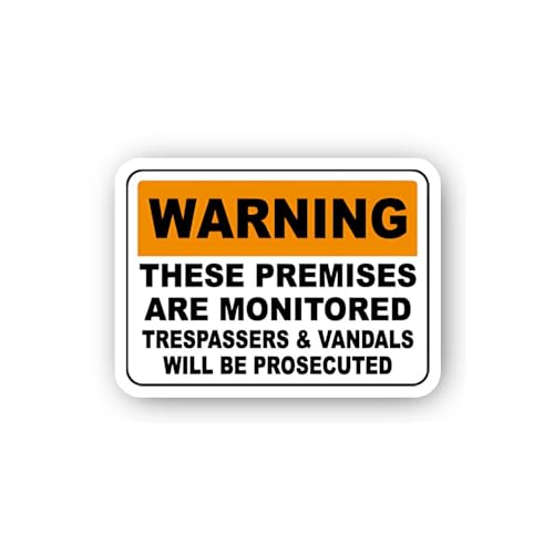 2 (Pieces) 3" and 5" Warning Monitored Premises Prosecution Sticker, Waterproof Vinyl Decals for Man