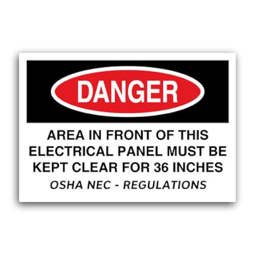 2 (Pieces) 3" and 5" Danger Area in Front of This Electrical Panel Sticker, Waterproof Vinyl Decals