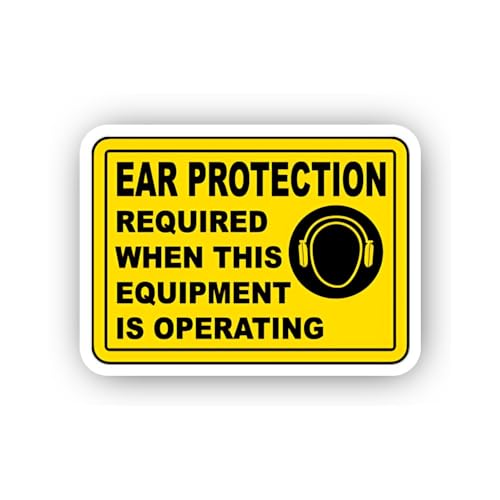 2 (Pieces) 3" and 5" Operational Machinery Ear Safety Sticker, Waterproof Vinyl Decals for Many Purp
