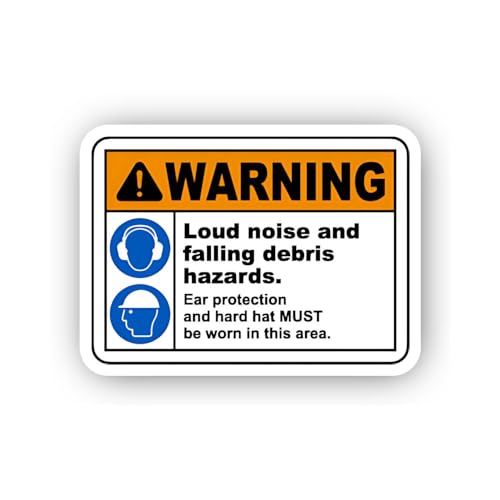 2 (Pieces) 3" and 5" Spanish Mandatory Ear Protection Beyond Point Sticker, Waterproof Vinyl Decals