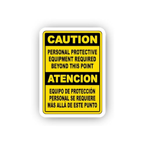 2 (Pieces) 3" and 5" Bilingual Required Equipment Caution Sticker, Waterproof Vinyl Decals for Many
