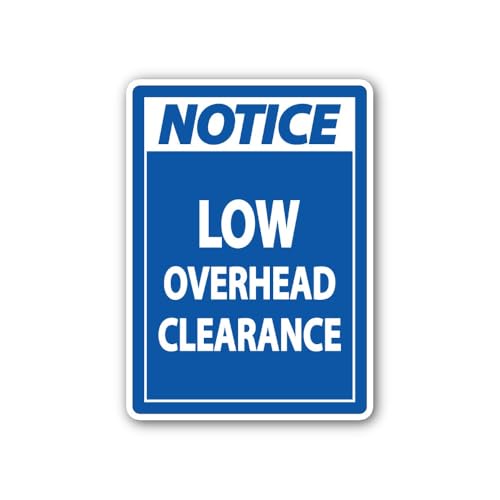 2 (Pieces) 3" and 5" Low Overhead Clearance Notice Sign Sticker, Waterproof Vinyl Decals for Many Pu