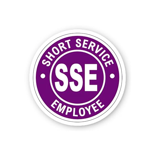 2 (Pieces) 3" and 5" Purple Short Service Employee SSE Sticker, Waterproof Vinyl Decals for Many Pur