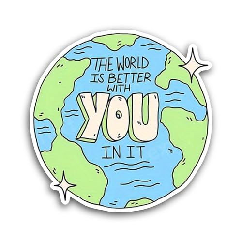 2 (Pieces) 3" and 5" The World is Better Sticker, Waterproof Vinyl Decals for Many Purpose Like Cars
