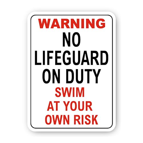 2 (Pieces) 3" and 5" Warning: No Lifeguard on Duty Swim at Your Own Risk Sticker, Waterproof Vinyl D