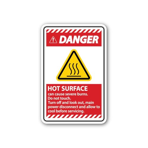 2 (Pieces) 3" and 5" RED Danger SSS HOT Surface Sticker, Waterproof Vinyl Decals for Many Purpose Li