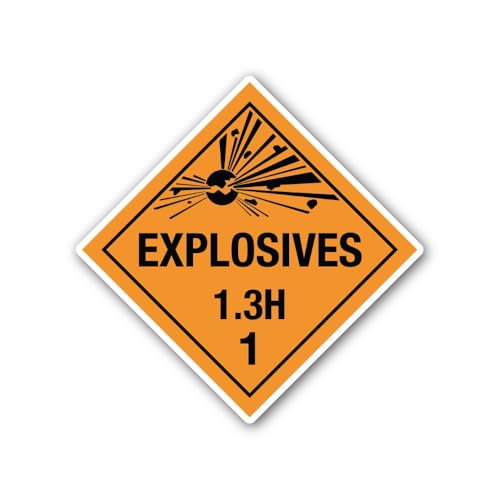 2 (Pieces) 3" and 5" Class 1, Division 1.3H Explosives Sticker, Waterproof Vinyl Decals for Many Pur