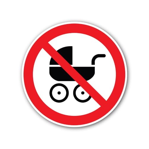 2 (Pieces) 3" and 5" No Baby Carriage Sign Sticker, Waterproof Vinyl Decals for Many Purpose Like Ca