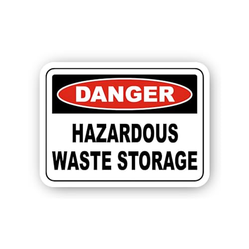 2 (Pieces) 3" and 5" Hazardous Waste Storage Warning Sticker, Waterproof Vinyl Decals for Many Purpo
