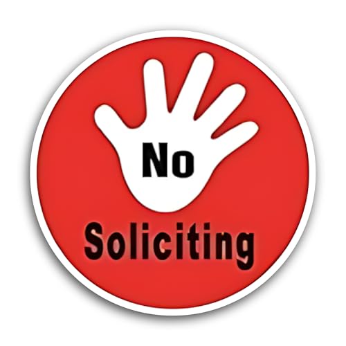 2 (Pieces) 3" and 5" No Soliciting Sign Sticker, Waterproof Vinyl Decals for Many Purpose Like Cars,