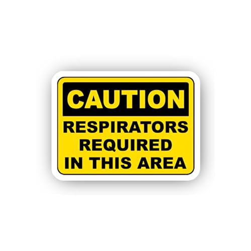 2 (Pieces) 3" and 5" Caution Respirators Required Sticker, Waterproof Vinyl Decals for Many Purpose