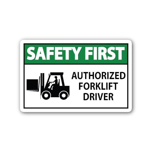 2 (Pieces) 3" and 5" Safety First Authorized Forklift Driver Sign Sticker, Waterproof Vinyl Decals f