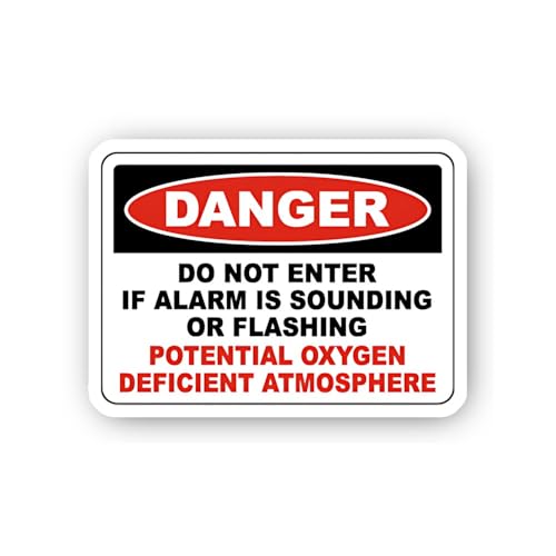 2 (Pieces) 3" and 5" Oxygen Deficiency Alarm Entry Warning Sticker, Waterproof Vinyl Decals for Many