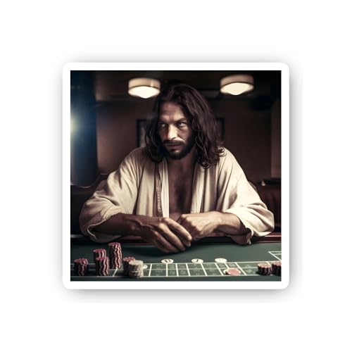 2 (Pieces) 3" and 5" Man in White Robe Playing Casino Game Sticker, Waterproof Vinyl Decals for Many