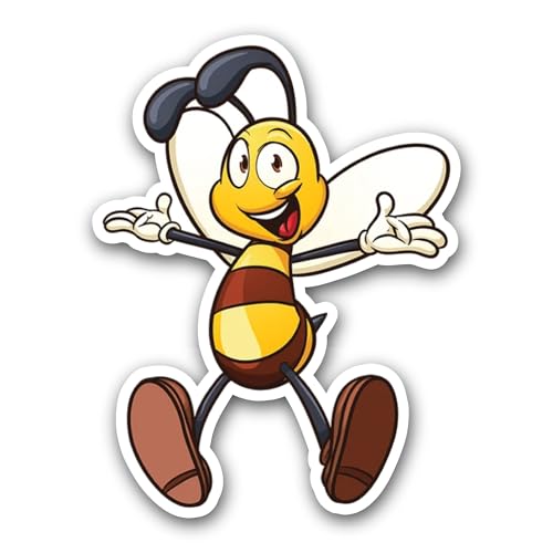 2 (Pieces) 3" and 5" Happy Bee Sticker, Waterproof Vinyl Decals for Many Purpose Like Cars, Trucks,