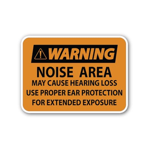 2 (Pieces) 3" and 5" AWARNING Noise Area Sticker, Waterproof Vinyl Decals for Many Purpose Like Cars