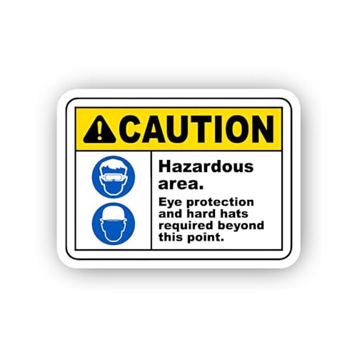 2 (Pieces) 3" and 5" Caution Hazardous Area Combined PPE Required Sticker, Waterproof Vinyl Decals f