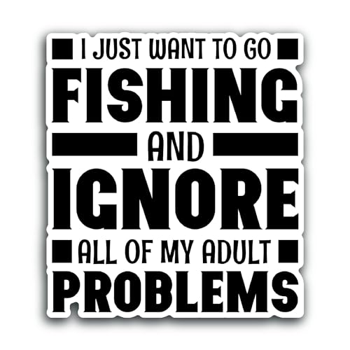 2 (Pieces) 3" and 5" I Just Want to Go Fishing Sticker, Waterproof Vinyl Decals for Many Purpose Lik