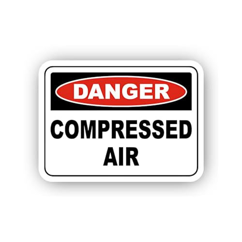 2 (Pieces) 3" and 5" Danger Compressed Air Warning Sticker, Waterproof Vinyl Decals for Many Purpose