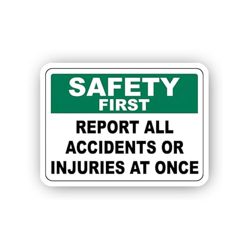 2 (Pieces) 3" and 5" Report All Accidents or Injuries at Once Sign Sticker, Waterproof Vinyl Decals