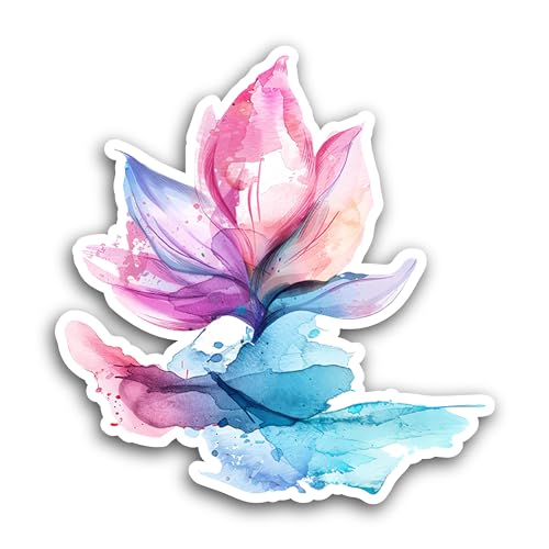 2 (Pieces) 3" and 5" Brightly Colored Flower Sticker, Waterproof Vinyl Decals for Many Purpose Like