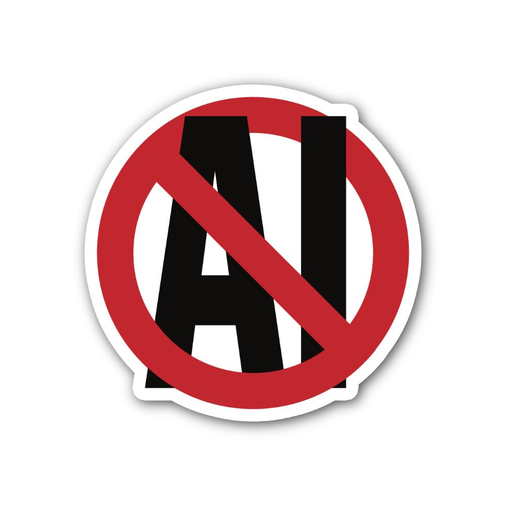 2 (Pieces) 3" and 5" No to AI generated Images R002 Magnet Sticker, Waterproof Vinyl Decals for Many