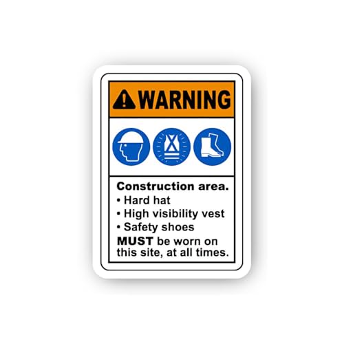 2 (Pieces) 3" and 5" Warning Protective Clothing Protocol Sign Sticker, Waterproof Vinyl Decals for