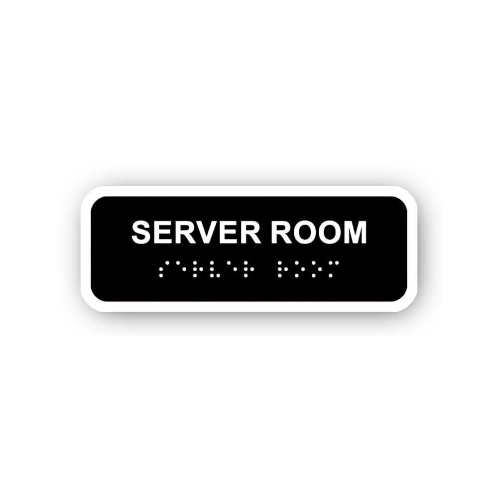 2 (Pieces) 3" and 5" Server Room Sign with Braille Sticker, Waterproof Vinyl Decals for Many Purpose