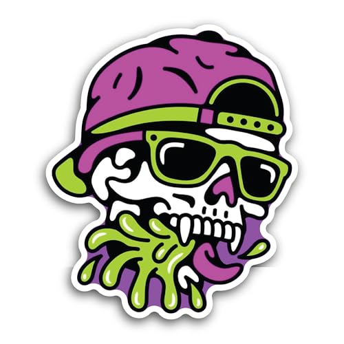 2 (Pieces) 3" and 5" Skull with Cap Sticker, Waterproof Vinyl Decals for Many Purpose Like Cars, Tru