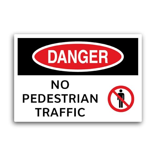 2 (Pieces) 3" and 5" Danger No Pedestrian Traffic Sticker, Waterproof Vinyl Decals for Many Purpose